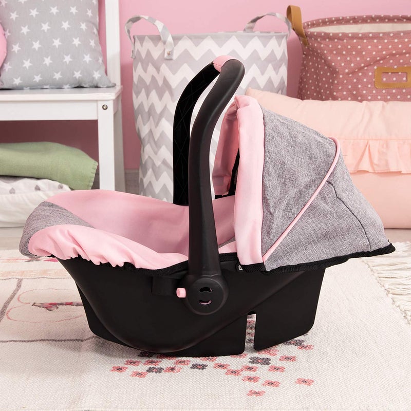 Bayer Design 67933AA Toy, Car Seat Easy Go for Neo Vario Pram with Cover, Doll Accessories, Pink, Grey with Butterfly,Grey/pink, for dolls up to 18" - Image 4