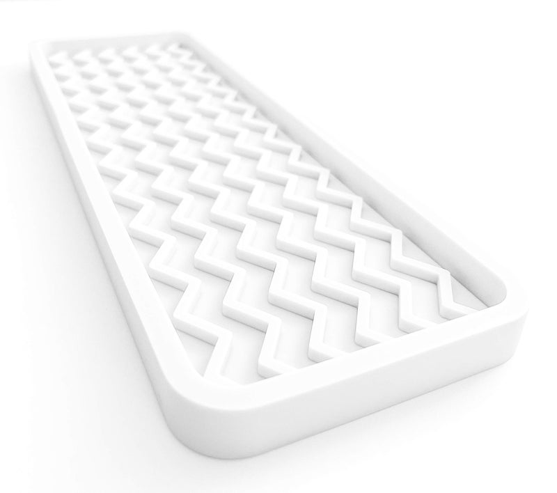 Happitasa Silicone Kitchen Sink Organizer Tray Sponge Holder and Countertop Protector  Bathroom and Kitchen Soap Dish and Dispenser Tray White 12 x 4 92 Ounces