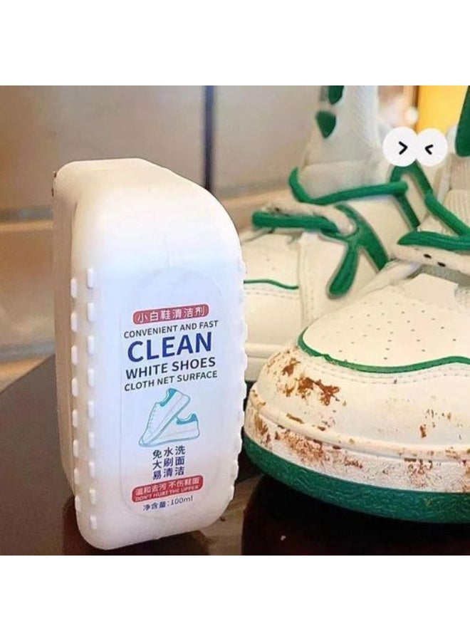 منظف الأحذية البيضاء الفوري 3 في 1 (فرشاة وإسفنجة ورغوة) - مزيل اصفرار وتبييض قوي بتقنية الإنزيمات الحيوية | تركيبة لطيفة للتنظيف العميق لجميع أنواع الأحذية: الكانفاس، الرياضية، والجلد، بدون غسيل أو ضرر بالنسيج. - Image 4