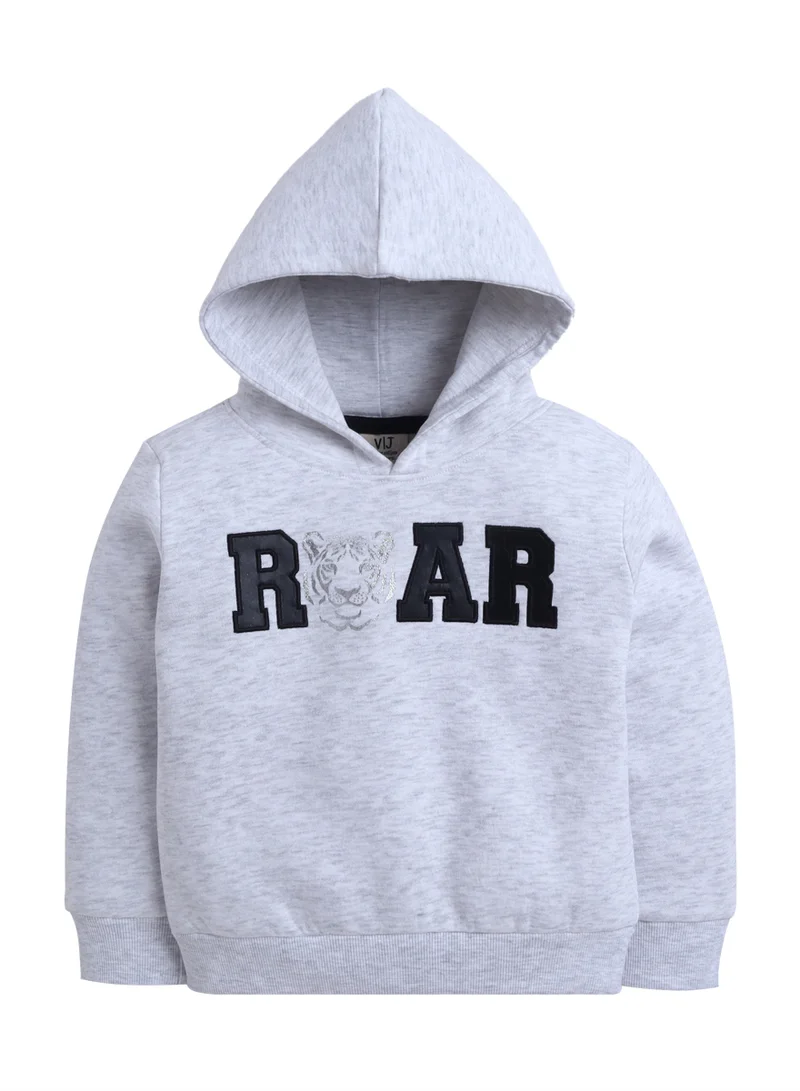 victor and jane Girls “Roar” Tiger Fleece Hoodie – Grey
