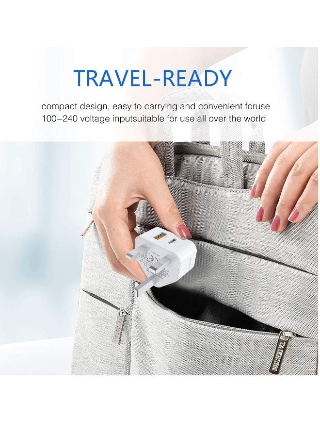 USB C Plug Fast Charge Plug, 20W USB Type C and USB Wall Plug Power Adapter UK Fast Charging for iPhone 14/14 Pro/14 Pro Max/13/13 Pro/13 Pro Max/12/12 Pro/12 Pro Max/11/11 Pro,iPad,Samsung  - Image 4