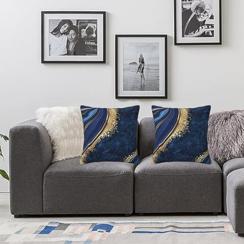 Lcokin Navy Blue and Gold Marble Throw Pillow Cover 18x18 in Set of 2 Cushion Modern Farmhouse Pillow Covers Soft Pillow Cases Decor for Couch Sofa Living Room Bedroom Outdoor Home - Image 3