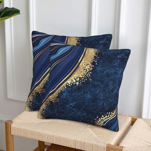 Lcokin Navy Blue and Gold Marble Throw Pillow Cover 18x18 in Set of 2 Cushion Modern Farmhouse Pillow Covers Soft Pillow Cases Decor for Couch Sofa Living Room Bedroom Outdoor Home - Image 4