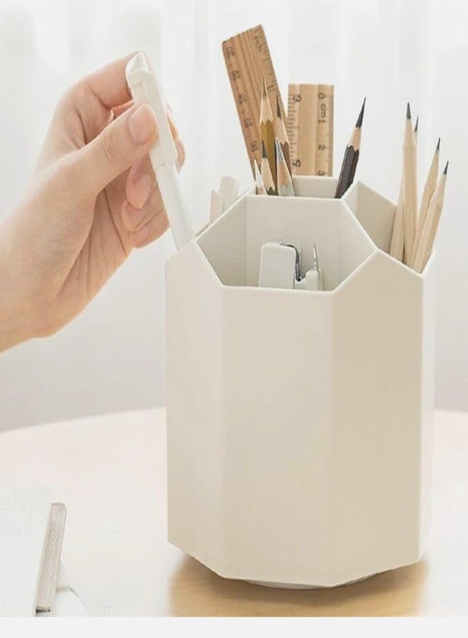JUICIQ 360° Rotating Multi-Purpose Desk Organizer with 5 Compartments, Kitchen Utensil Holder, Bathroom Toothbrush Stand, Makeup Brush & Pen Holder, Smooth Rotating Base Storage Stand for Home, Office - Image 1