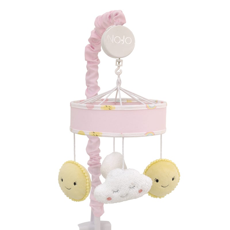NoJo Happy Days Pink Yellow and White Plush Sun and Clouds Musical Mobile