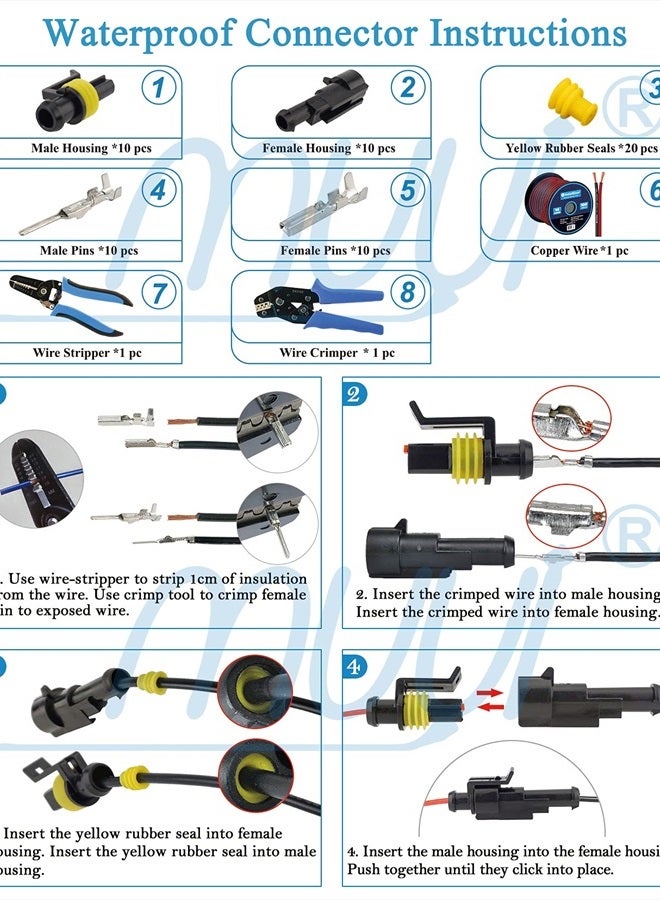 MUYI 10 Kit 1 Pin Way Waterproof Electrical Connector 1.5mm Series Terminals Water Resistend - Image 5