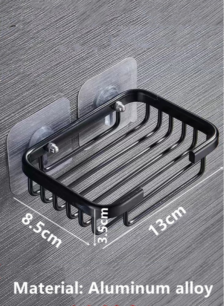 Kutis 1-Pieces  Dispensers Strong Rustproof  Soap Rack Soap Sponge Holder For Shower And Bathroom Aluminium Alloy Black 13.5x8.5x3.5 cm - Image 5