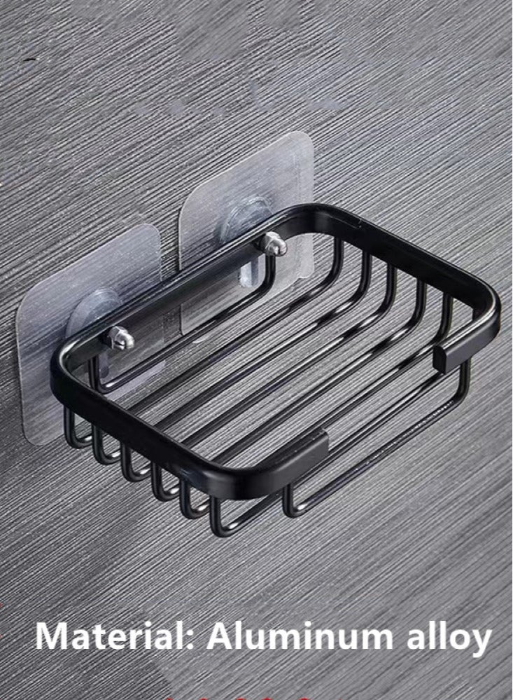 Kutis 1-Pieces  Dispensers Strong Rustproof  Soap Rack Soap Sponge Holder For Shower And Bathroom Aluminium Alloy Black 13.5x8.5x3.5 cm - Image 2