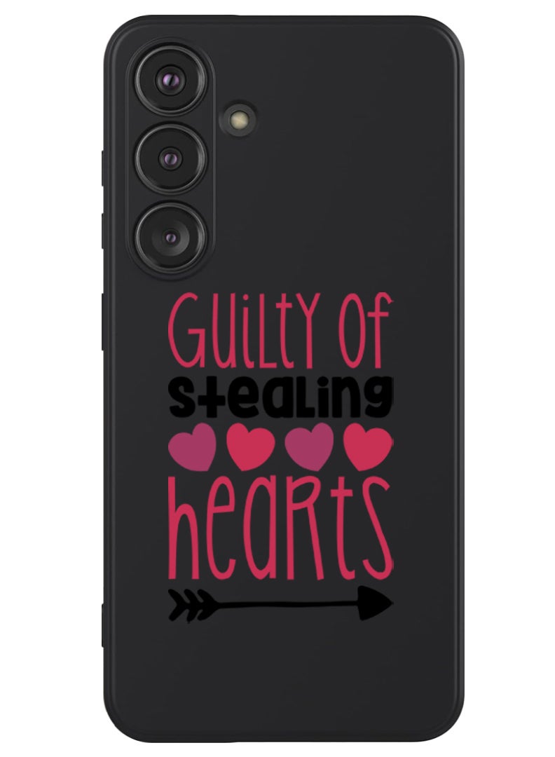 Theodor Protective Slim Fit Case Liquid Silicone Cover with Full Body Protection Anti-Scratch Shockproof Case For Samsung Galaxy S24 (Black) - Guilty of Stealing hearts - Image 1