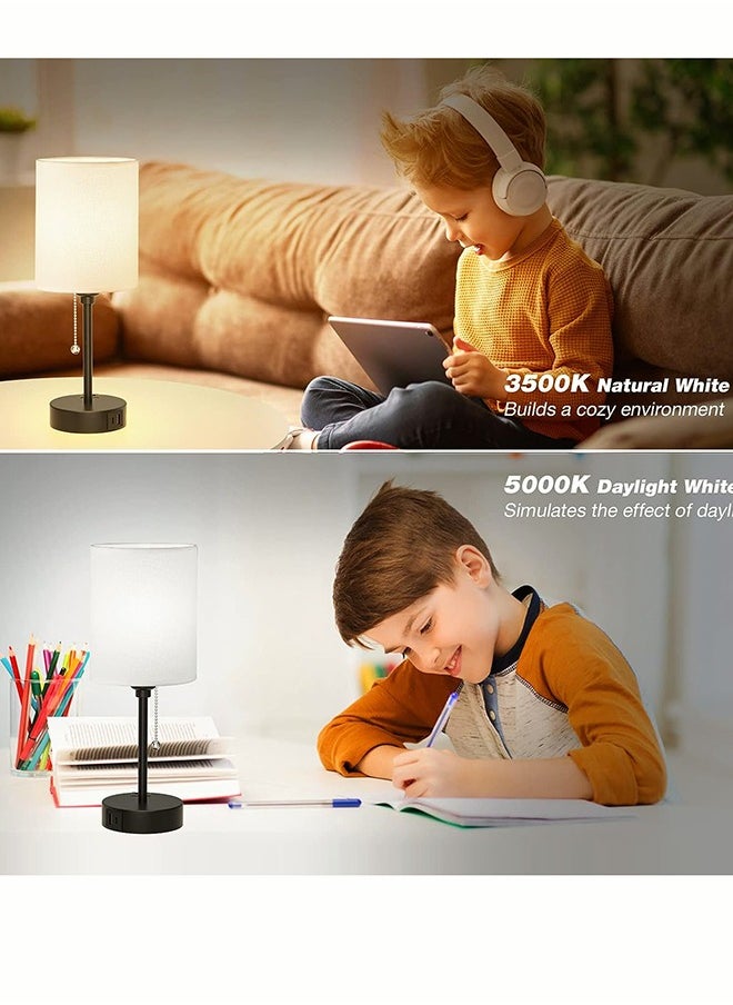 ERENYEA - Modern Small Light With USB And Outlet Nightstand With Chain Switch Bedroom Light living Room White Lamp Including Light Bulb - Image 1