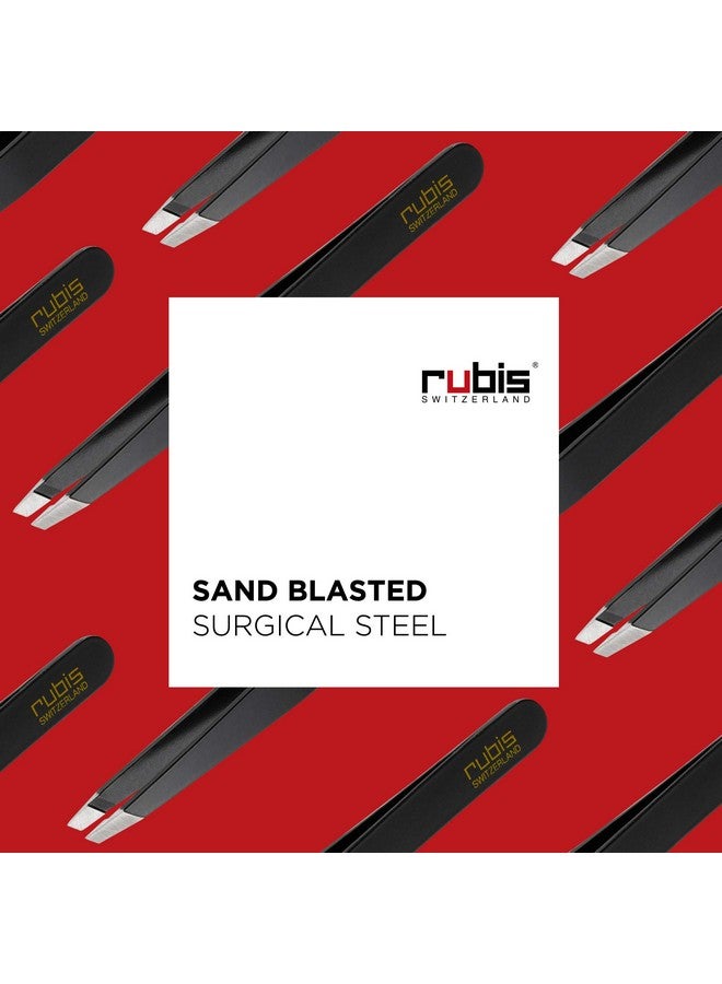 Rubis Classic Stainless Steel Slanted Tweezers for Precise Eyebrows and Hair Removal, 1K104, Made in Switzerland, Black - Image 3