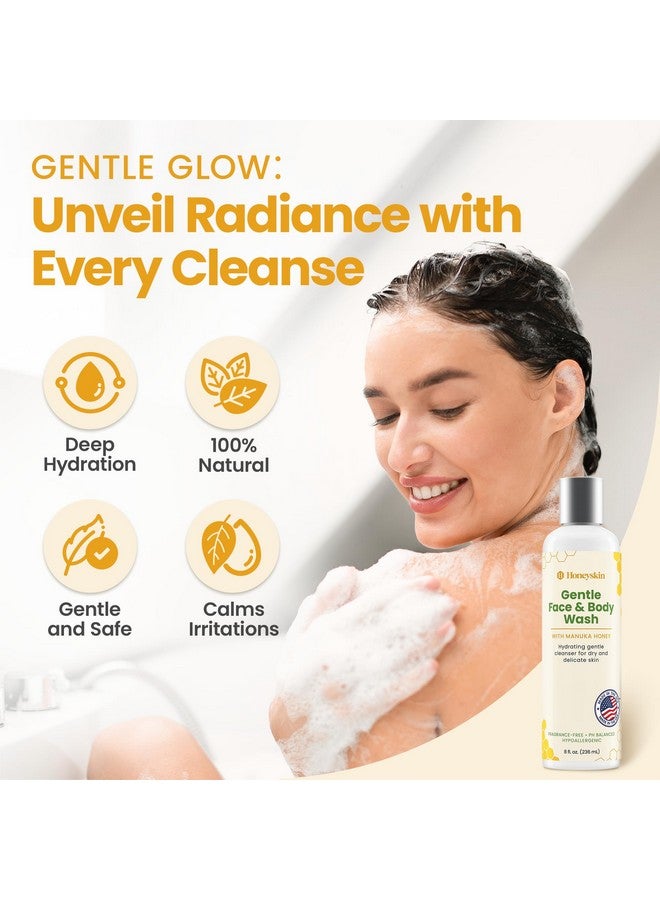 Honeyskin Face and Body Wash for Women and Men - Acne Body Wash Moisturizing for Sensitive Skin - Hydrating Facial Cleanser - Gentle Exfoliation - Sulfate-Free (8oz) - Image 4