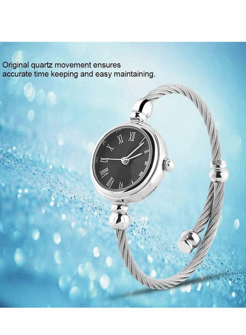 Y&D Women Watches Luxury Quartz Silver Cable Band Women's Small Size Bangle Watch  - Image 2