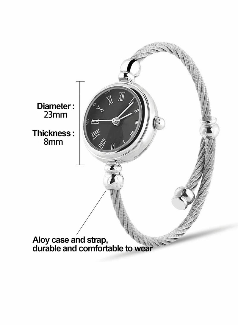 Y&D Women Watches Luxury Quartz Silver Cable Band Women's Small Size Bangle Watch  - Image 4