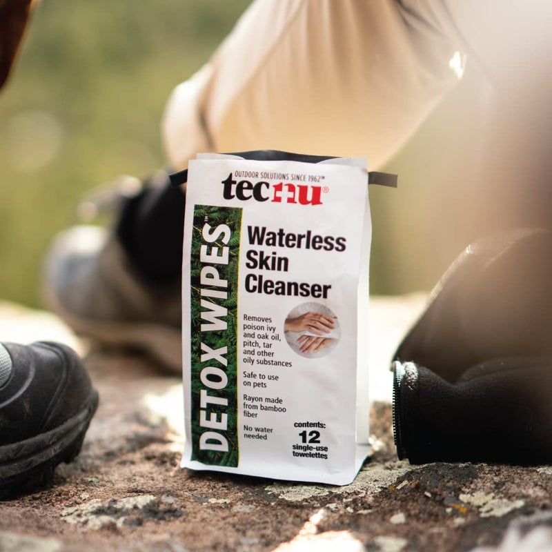 Tecnu مناديل تيكنو ديتوكس، مناديل اللبلاب السام، 12 قطعة، مناديل فردية كبيرة، منظف زيت البشرة بدون ماء، يساعد في إزالة الزيت المسبب للطفح الجلدي من اللبلاب السام، البلوط السام، السُمّاق السام، القطران والقطران - Image 3