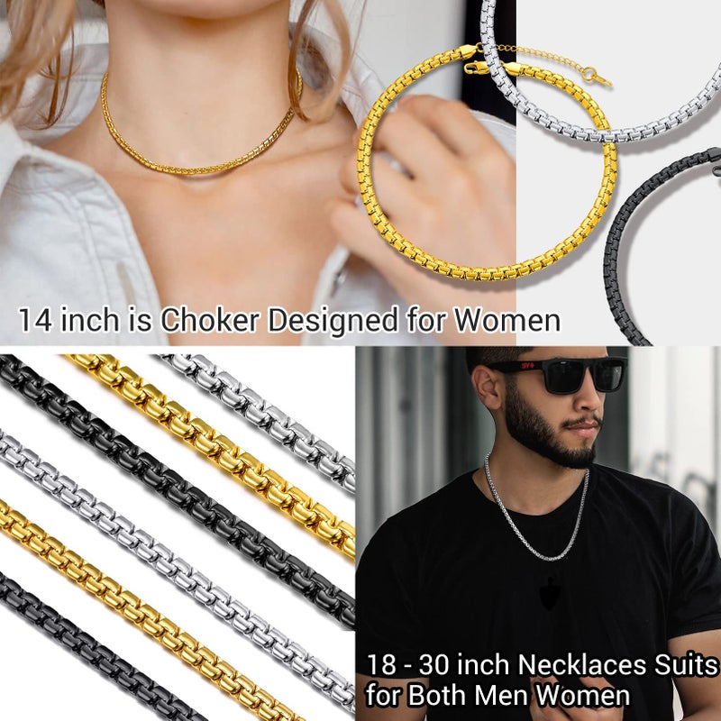 PROSTEEL Round Link Chain Layering Layered Necklace Men Jewelry Statement Necklace Minimalist Gothic Black Chain - Image 3