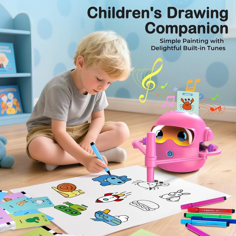 Drawing Robot For Kids 3-8 - Card-Based Auto-Drawing Toy With Voice Interactive English Words And Children'S Songs For Montessori Art Education - Image 3