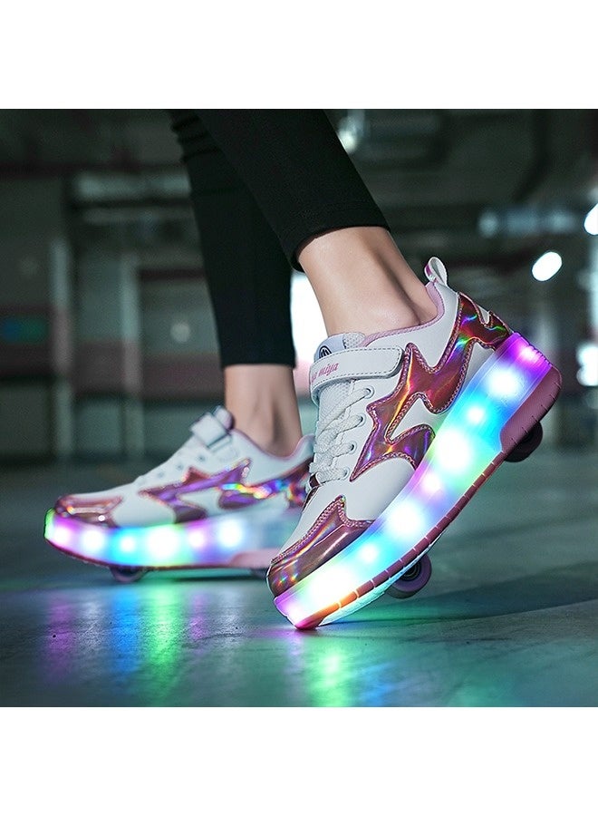 إسكدنيا أحذية رياضية مزودة بعجلات وأضواء LED قابلة للشحن عبر USB، أحذية تزلج للأطفال - Image 4