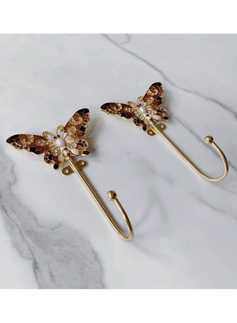 KASTWAVE خطاطيف حائط زينة على شكل فراشة قديمة لتعليق الملابس والمعاطف والمناشف والمفاتيح والقبعات، عبوة 2 خطاف حائط معدني قديم - Image 3