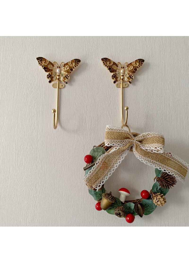 KASTWAVE خطاطيف حائط زينة على شكل فراشة قديمة لتعليق الملابس والمعاطف والمناشف والمفاتيح والقبعات، عبوة 2 خطاف حائط معدني قديم - Image 5