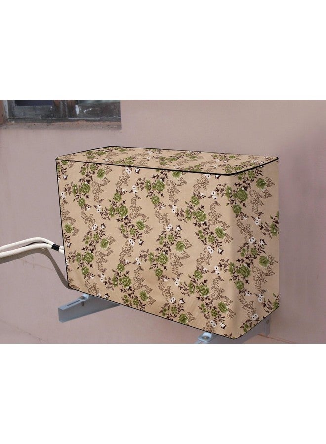 The Furnishing Tree The Furnishing Tree 2 Ton Split AC Cover for Indoor and Outdoor Units Floral Pattern Beige  - Image 3