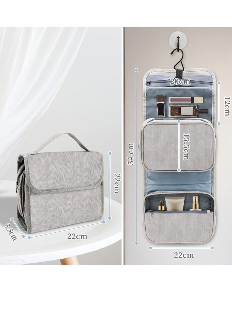 KASTWAVE - Hanging Toiletry Bag, Travel Wash Bag, Women Waterproof Folding Cosmetic Bags, Detachable Makeup Pouch with Sturdy Hook, Large Toilet Bags (Gray) - Image 1