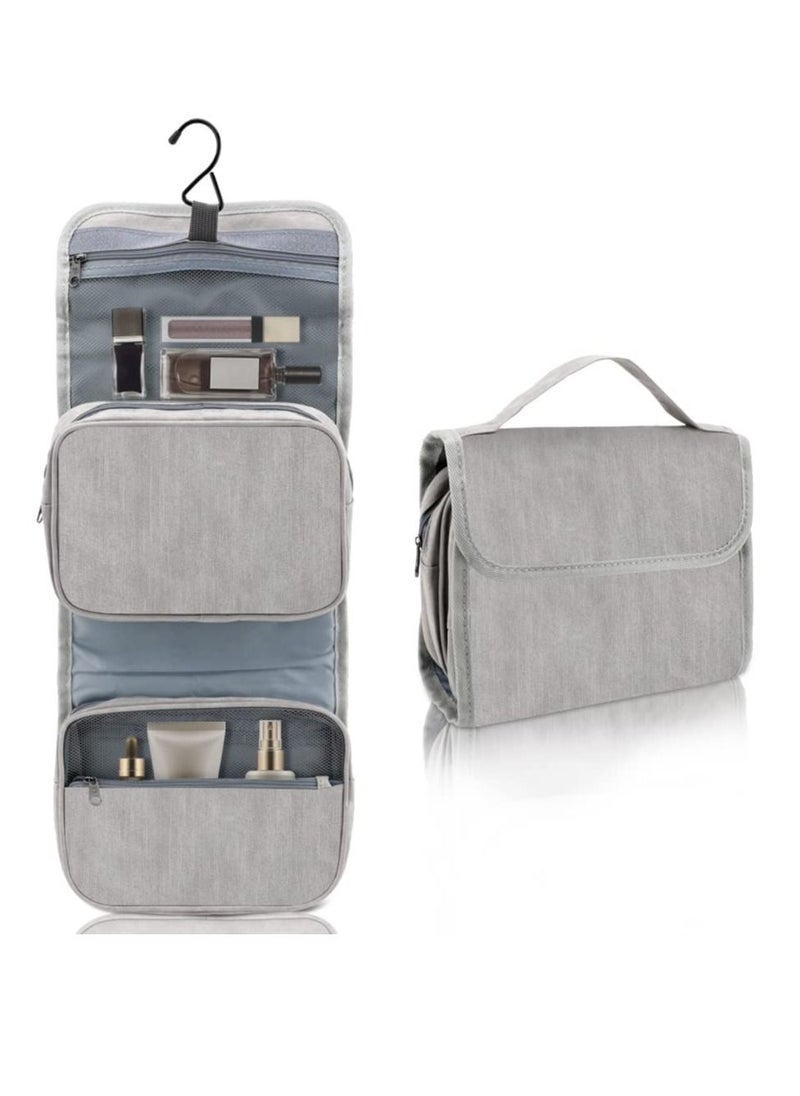 KASTWAVE - Hanging Toiletry Bag, Travel Wash Bag, Women Waterproof Folding Cosmetic Bags, Detachable Makeup Pouch with Sturdy Hook, Large Toilet Bags (Gray) - Image 1