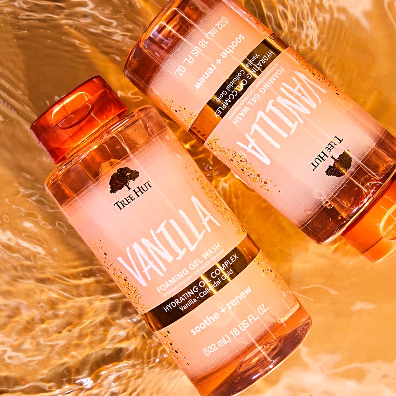 Tree Hut Vanilla Foaming Gel Wash, Moisturizing & Hydrating Body Wash with Shea Butter, Gently Cleanses for Soft, Fresh & Radiant Skin, Holiday Gift & Stocking Stuffer, 18 fl oz - Image 2
