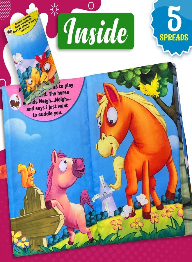 BRIJBASI Farm Animals Cushion Cloth Book – Soft Pillow Bedtime Storybook with Illustrations, Educational Toy for Toddlers and Kids, Ages 6 Months+ - Image 2