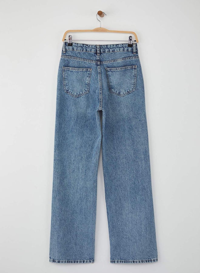 trendyol Blue High Waist Wide Leg Wide Leg Jeans - Image 5