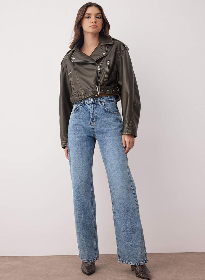 trendyol Blue High Waist Wide Leg Wide Leg Jeans - Image 1