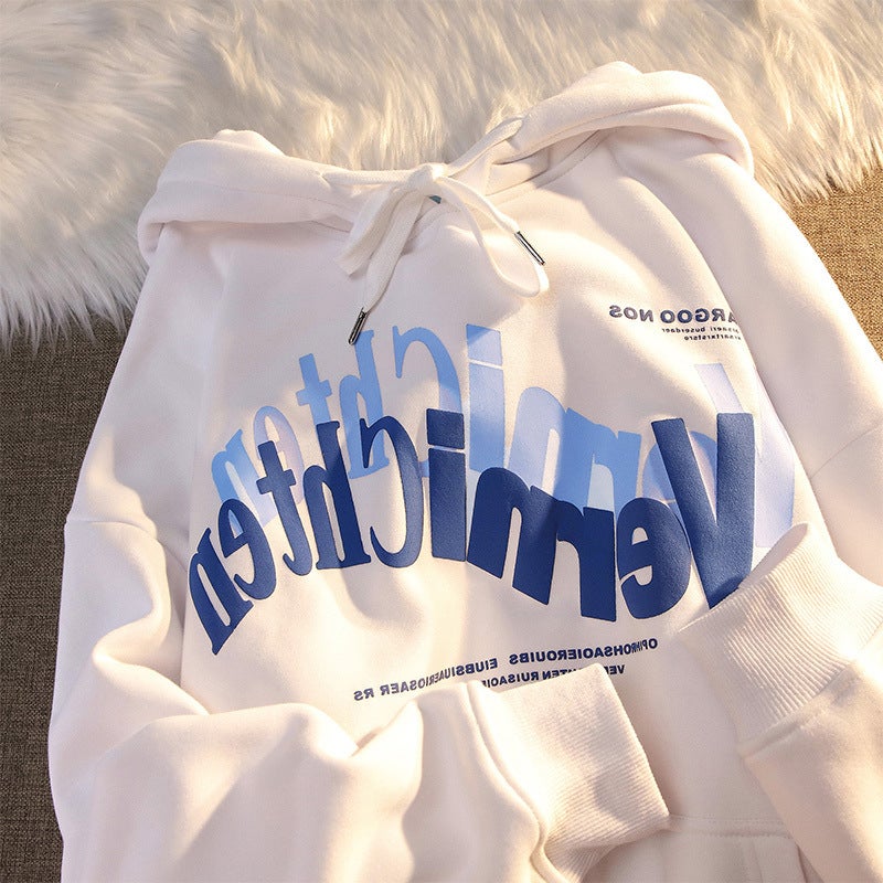 Hooded Sweater Women's 2025 Autumn and Winter Letter Printing European Station Loose Long Sleeve Meat Covering Top Student Pullover Coat - Image 5