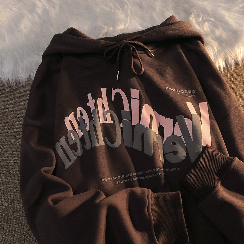 Hooded Sweater Women's 2025 Autumn and Winter Letter Printing European Station Loose Long Sleeve Meat Covering Top Student Pullover Coat - Image 4