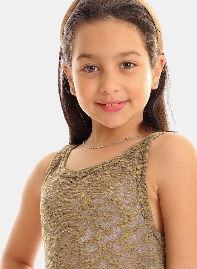 Kady girls self pattern sleeveless tank top girls olive 4 years - Image 4