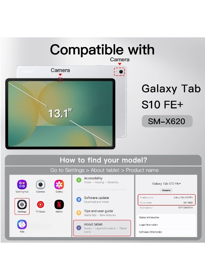 زومي غطاء لجهاز سامسونج جالاكسي تاب S10 FE بلس/S10 FE+ بحجم 13.1 بوصة مع حامل قلم S، غطاء واقٍ للجهاز اللوحي من TPU لثلاثي الطي، دعم شحن قلم S، تشغيل/إيقاف تلقائي، باللون الأزرق - Image 5