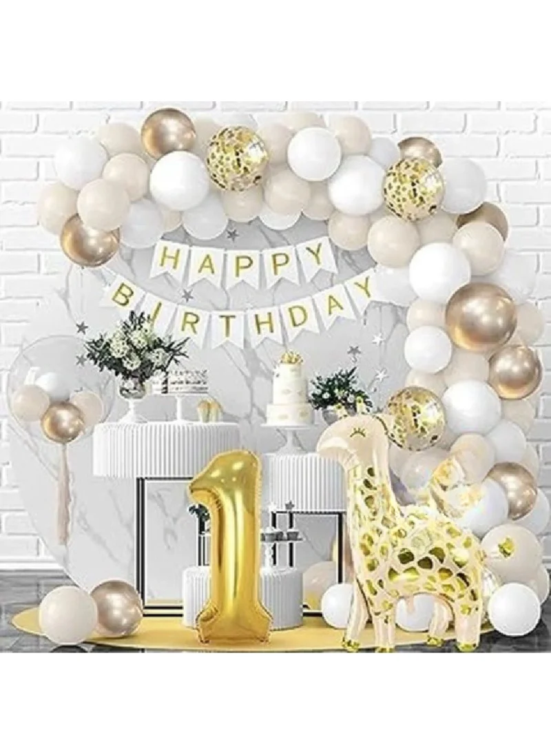 Bkmc Giraffe Foil Luxury Age Balloon Chain Set Birthday Decoration Party Set