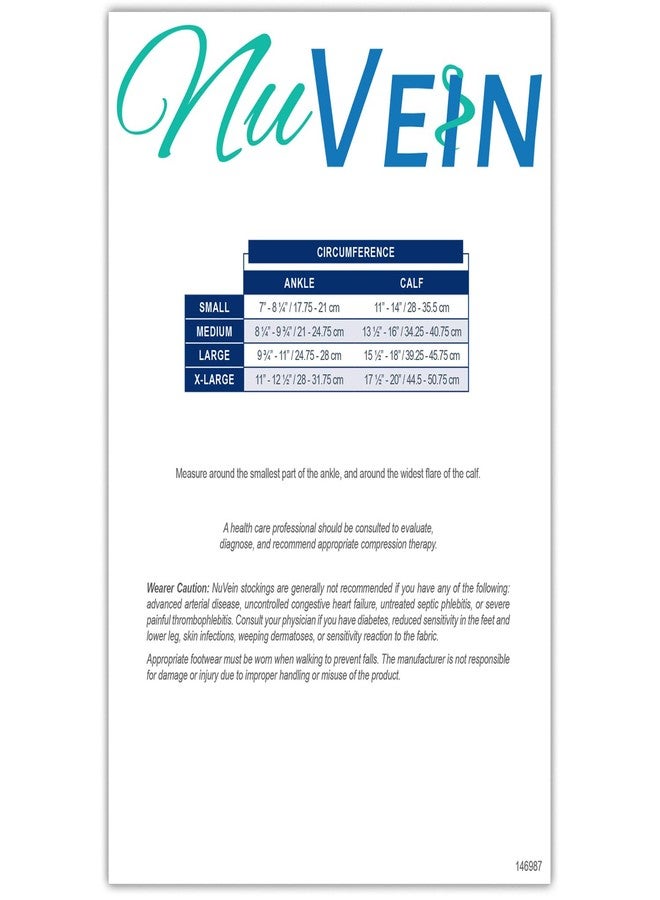 نوفين جوارب ضغط نسائية من NuVein، دعم من 15 إلى 20 ملم زئبق، بنمط حياكة ماسية، تصل إلى أعلى الساق حتى الركبة، أسود، مقاس كبير - Image 5