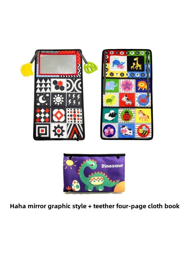 Ha Ha Mirror Cloth Book Baby Puzzle Early Education Children Tooth Glue Cloth Book Lathe Pendant Baby Toys-Color:Ha Ha Mirror Animal + Gum Four- Cloth Book Bag - Image 1