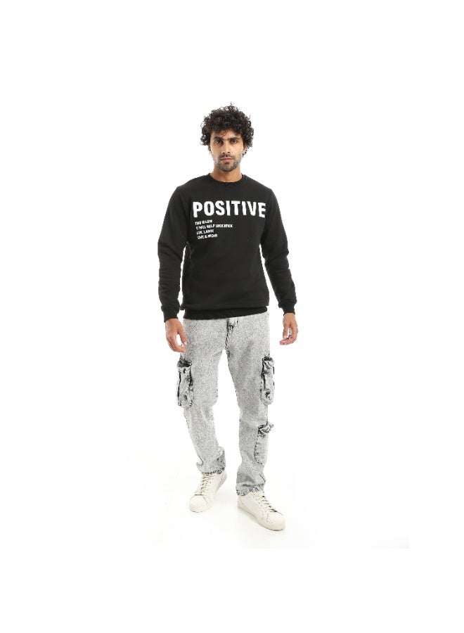 Andora Black Printed Long Sleeves Round Neck Sweatshirt-Black - Image 5