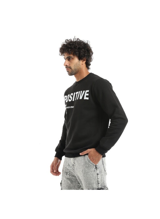 Andora Black Printed Long Sleeves Round Neck Sweatshirt-Black - Image 4