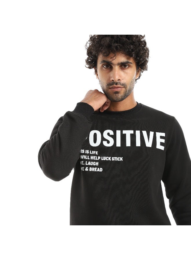 Andora Black Printed Long Sleeves Round Neck Sweatshirt-Black - Image 3