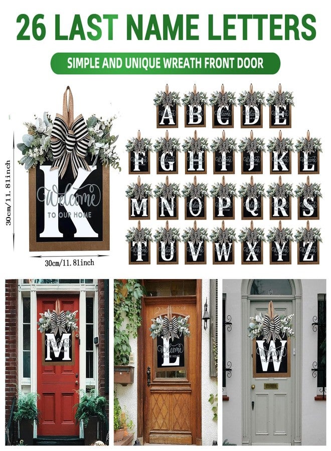 Yostyle Last Name Welcome Sign for Front Door Wreath All Year Round Decorations Front Porch Decor Hanging Gift for Farmhouse Home Outdoor and Indoor (K) - Image 3