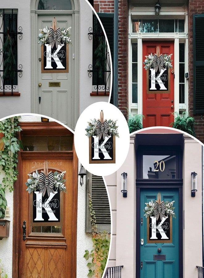 Yostyle Last Name Welcome Sign for Front Door Wreath All Year Round Decorations Front Porch Decor Hanging Gift for Farmhouse Home Outdoor and Indoor (K) - Image 4