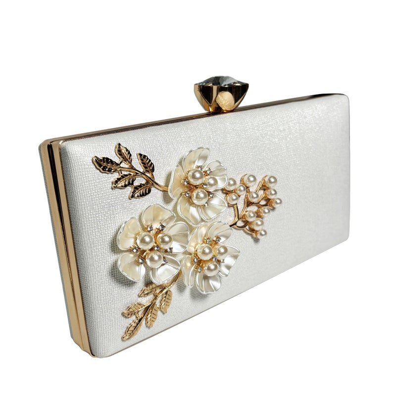 Trendy Imitation Pearl Shell Three-Dimensional Flower Evening Bag Bridal Dress Bag Fashion Celebrity Banquet Bag Hand Shoulder Bag - Image 5