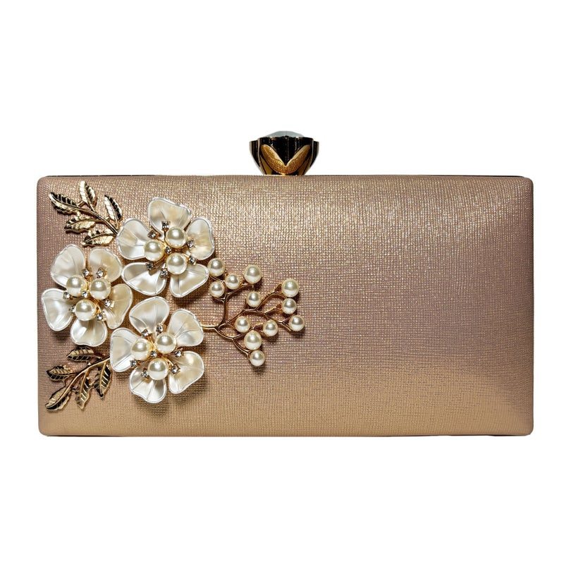 Trendy Imitation Pearl Shell Three-Dimensional Flower Evening Bag Bridal Dress Bag Fashion Celebrity Banquet Bag Hand Shoulder Bag - Image 2