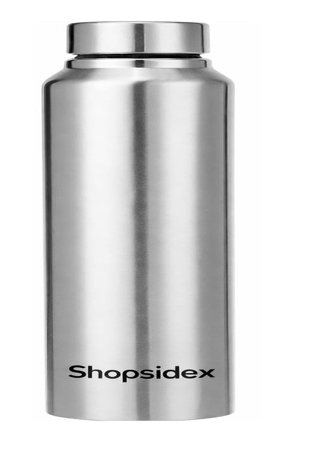 Shopsidex زجاجة مياه من الفولاذ المقاوم للصدأ من Shopsidex®، سعة 1000 مل، فضية اللون، مانعة للتسرب، بتصميم عصري، مناسبة للمدرسة/الجامعة/المكتب/المنزل/المطبخ/النادي الرياضي/السفر (عبوة من 6 زجاجات) - Image 2