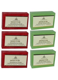 Khadi Pure Neem Tulsi & Strawberry Soap 125 Ml (Pack Of 6)  - Image 2