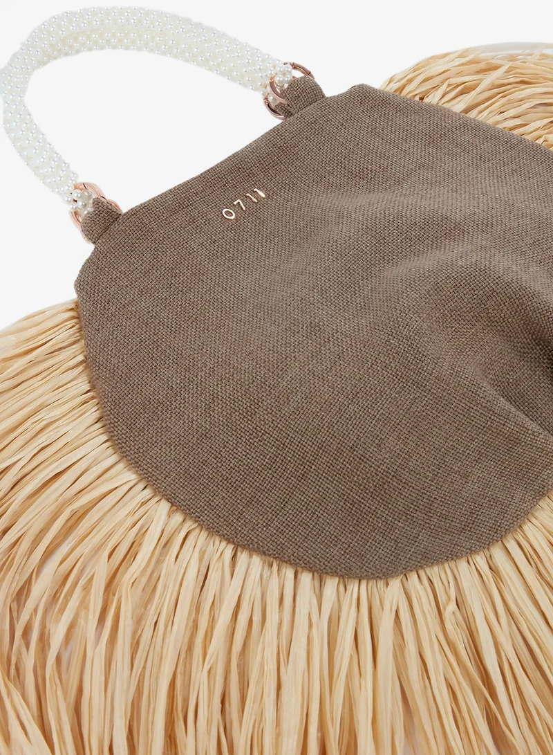 0711 Tbilisi  Brown Pearl Beaded Handle Ani Tote Bag for Women | Best Price UAE