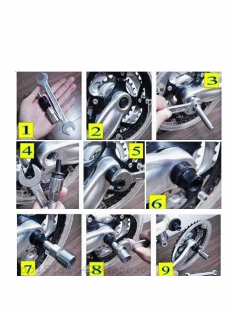 5 in 1 Bike Repair Tool Set, Chain Whip Wheel Sprocket Removal Tool Crank Puller Bottom Bracket Remover Freewheel Box Remover Chain Breaker - Image 3
