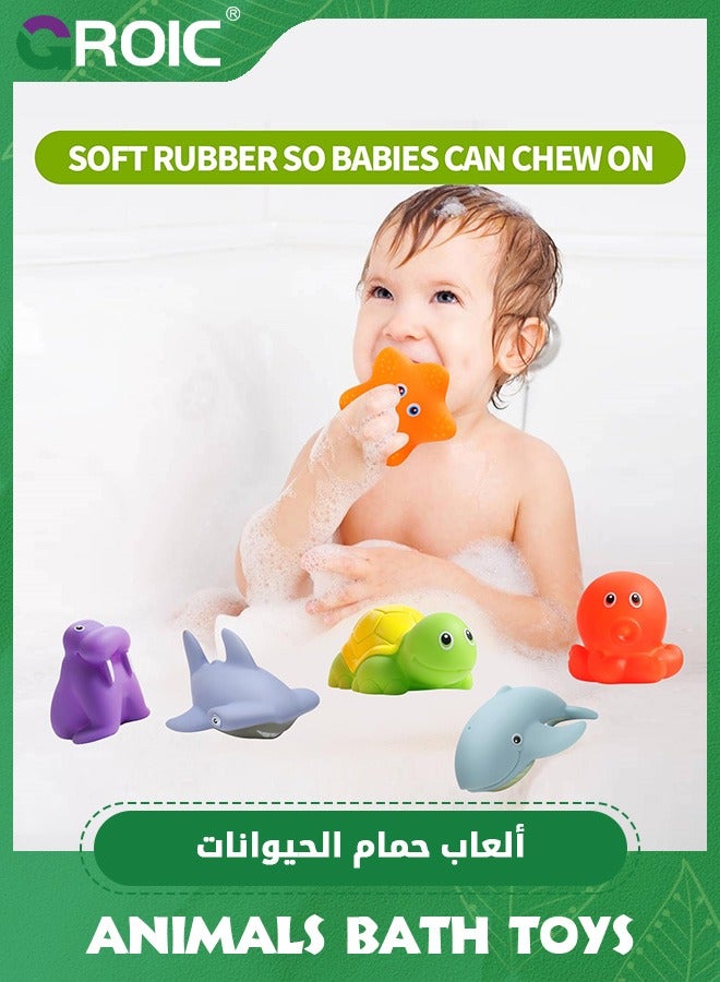 GROIC 6 قطع من ألعاب الاستحمام الخالية من قوالب الحيوانات البحرية للأطفال الرضع والأطفال الصغار، مجموعات ألعاب الحمام بدون فتحات للمحيط للأطفال، ألعاب الحمام، ألعاب حوض الاستحمام للرضع - Image 3